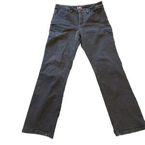 NYDJ Marilyn Straight Mid Rise Stretch Black Jeans Womens 10P Lift Tuck Tech